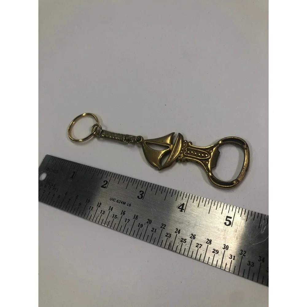 Vintage Brass Sailboat Bottle Opener Keychain